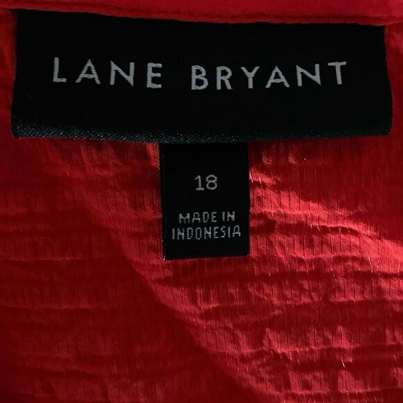 Lane Bryant Plus Size 18 Textured Crossover Belted Blouse Top Flame Scarlet - Picture 4 of 6
